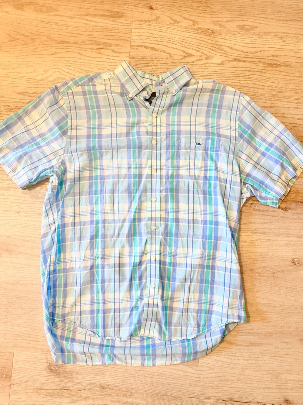 Vineyard Vines Slim Fit Men's Turquoise Blue & purple Plaid Button-Down Shirt